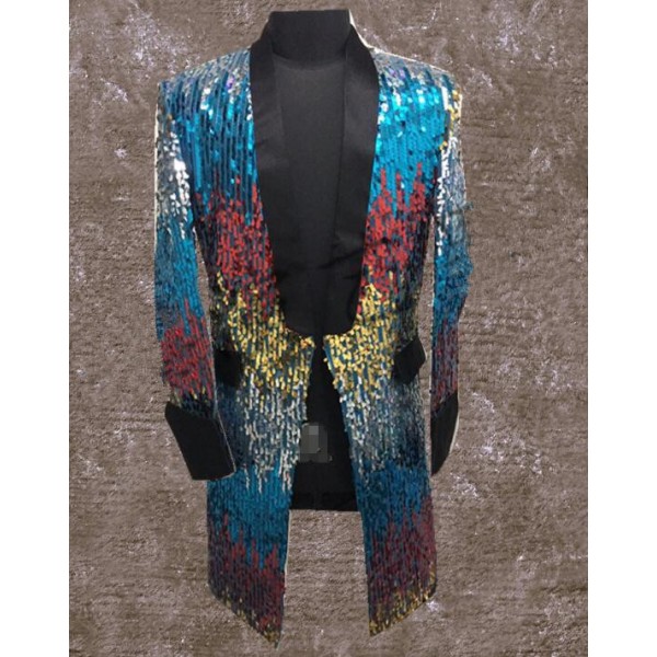 turquoise sequin blazer