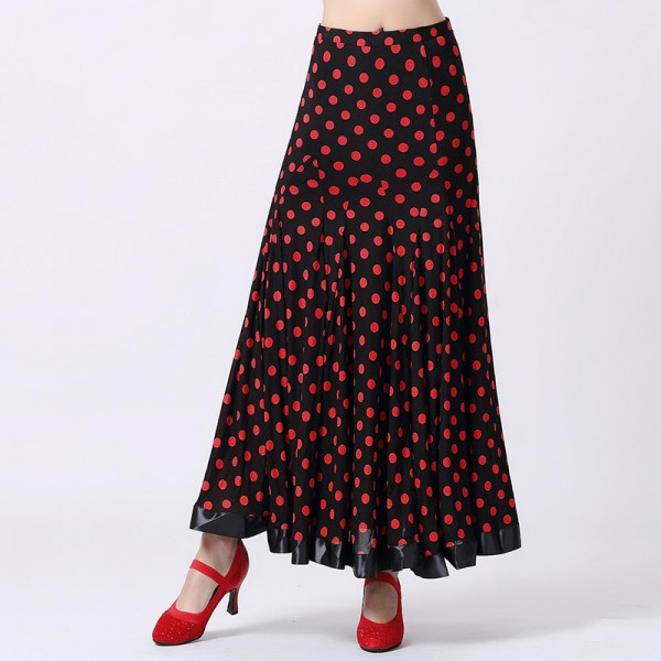 Women's full skirt polka dot black and white red and black full ...