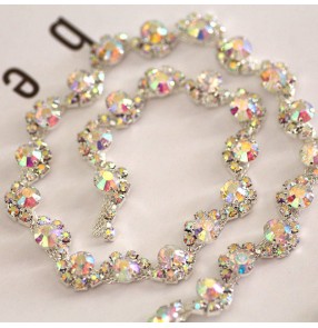 10cm AB color S-shaped glass DIY diamond chain neckline decoration bling dance dress waist decoration waist chain wedding dress shoes bag  hand-sewn decoration chain