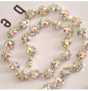 10cm AB color S-shaped glass DIY diamond chain neckline decoration bling dance dress waist decoration waist chain wedding dress shoes bag  hand-sewn decoration chain