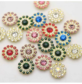 10PCS 14mm colorful flower-shaped rhinestone hand-sewn diamond DIY dance clothes party dress shoes Bag Decoration Glass Diamond Jewelry Accessories