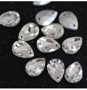 1PC 10*14MM White water drop sharp bottom glass crystal hand-sewn diamond DIY wedding dresses jewelry gem neckline decoration shoes bag DIY rhinestones