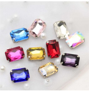 1pc 10X14mm Rectangular Crystal Glass Hand-sewn Claw Rhinestone DIY Rhinestone gem Jewelry Clothing Accessories Clothes shoe hat Bag decorations