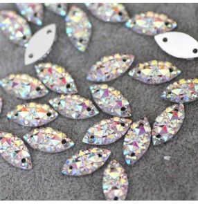 1pc 7X15mm White AB Starry Horse Eye Hand Sewn Rhinestones With Hole Dance Wear Shoes Neckline Decoration Rhinestones Headdress stones 