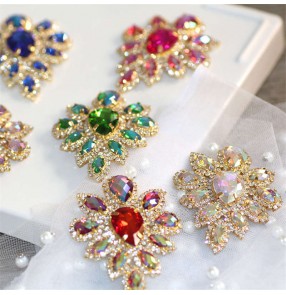 1PC DIY hand-sewn rhinestone gem corsage for evening wedding Dress neckline decorations Dance clothes applique headscarf headdress jewelry ornaments