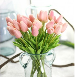 1pc Nordic simulation bouquet pink white yellow tulip living room decoration false flower arrangement silk flower ornament dried flower arrangement