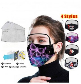 1PC reusable face masks for unisex mouth mask with clear eye protection shield pm2.5 proof anti-fog protecitve face masks for women men