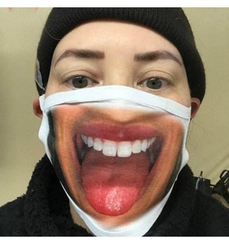 1PC Reusable face masks funny facial expression 3D printed mouth ...