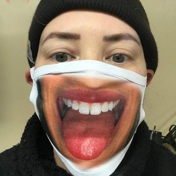 1PC Reusable face masks funny facial expression 3D printed mouth protective  mask for unisex