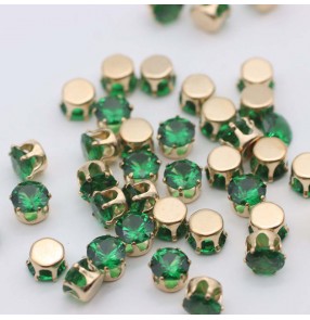 1pc Round Blue green AB purple beads  DIY gem rhinestones for apparel Zircon gold bottom claw drill hand-sewn DIY jewelry accessories Shoe bag Dress decoration accessories