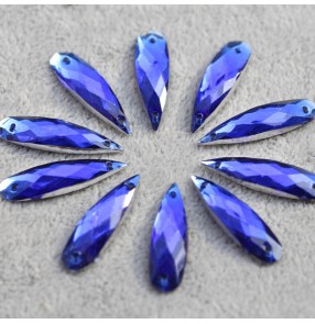 1pc Royal Blue long pointed water drop gem  DIY rhinestones hand-sewn crystal diamond for jewelry apparel flat  bottom DIY decoration for hats shoes bag ornaments turban