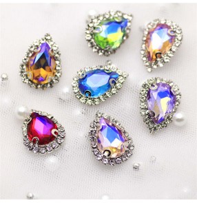 1pc water drop DIY rhinestone Gem for clothes decoration High-end neckline decorative buckle Clothing accessories jewelry bag shoes belt accessories DIY hand-sewn claw diamond