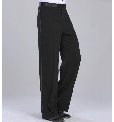 Latin Dance Pants : Black high quality side hip with ribbon competition ...