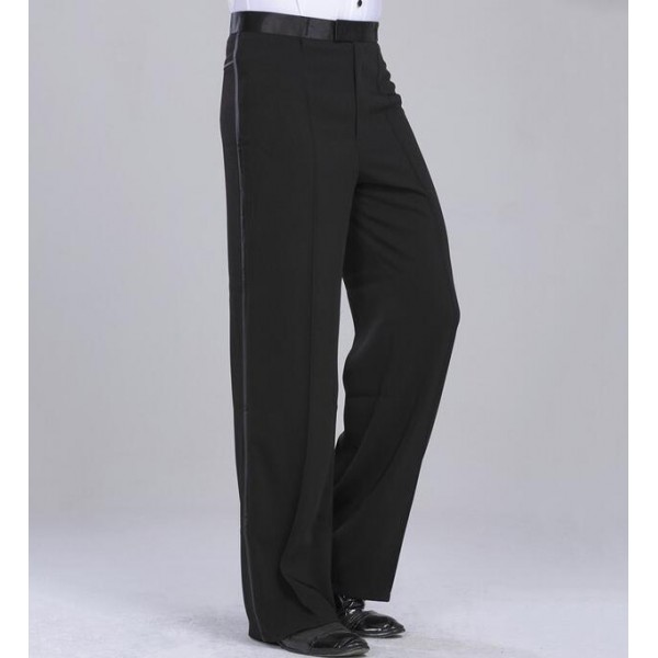Latin Dance Pants : Black high quality side hip with ribbon competition ...