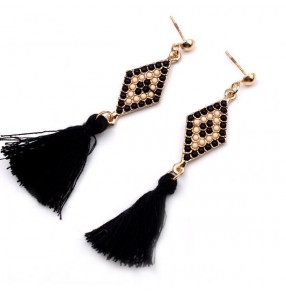 Black ivory pink mint fringes tassels beaded fashion women's girls party dance dress accessories earrings