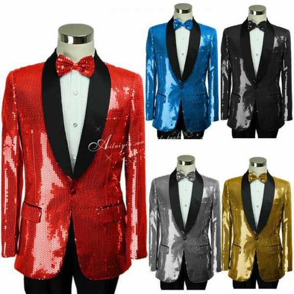 Black red royal blue turquoise gold long sleeves lapel black patchwork ...