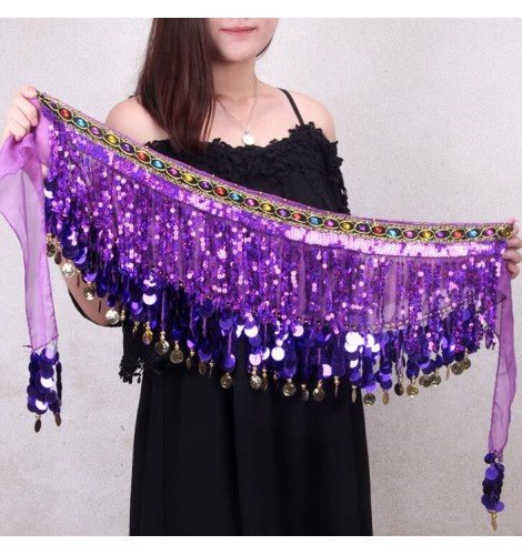 Belly Dance Dress Women's Dance Coin Slim Fit Gils Bellydance Sequin Beaded  Dress Bra Belt Dress