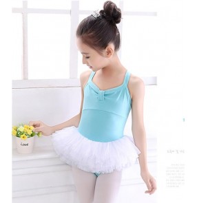 Blue light pink turquoise tutu skirt leotards baby girls kids children practice exercises gymnastics performance ballet dance dresses costumes