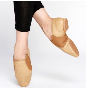 Brown black genuine leather soft soles women's men's practice teachers exercises ballet jazz dancing shoes 