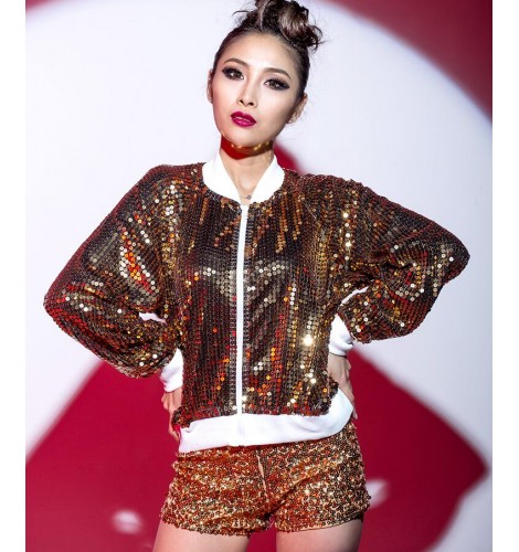 Female silver red royal blue and black hiphop jazz dance costume three ...