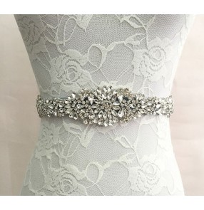 Ivory white dark wine silver black crystal rhinestones beaded women's bridal bridesmaid evening dress ribbon waist band sashes