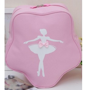 Light pink canvas water proof girls kids children ballet dance double shoulder cute star pointe bags backpacks