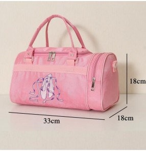 Light pink canvas waterproof shoes embroidery decor girls children kids baby ballet dance cross body bags clothes duffle bags