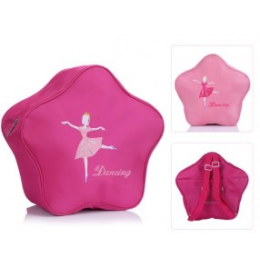 Light pink fuchsia  princess  girls kids children cute star style ballet dance bags double shoulder water proof canvas backpacks