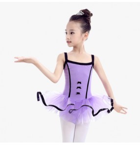 Light pink violet purple leotards tutu skirted girls kids children baby modern dance ballet gymnastics practice dance dresses outfits costumes