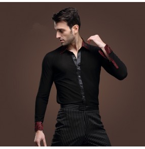 Men long sleeve shirt Latin dance costume Ballroom Latin Dance Tops shirts