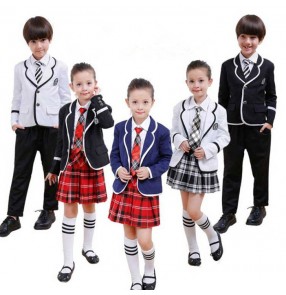 Navy blue white black England 4in1 boys kids children girls kindergarten school stage performance play recite chorus dresses outfits uniforms