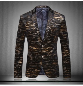 Printed fashion men's male competition performance men's male singer dj jazz night club bar wedding prom party dancing cosplay dress blazers coats 