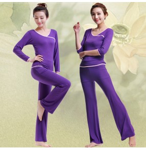 Purple violet green red black women's girls modal women's girls breathable half sleeves gymnastics sports running jogging yoga clothing costumes