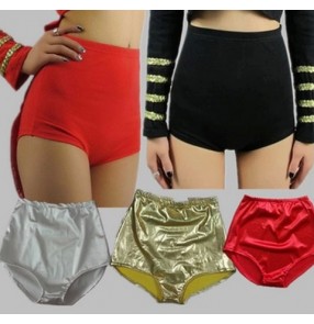 Red black gold silver shiny glitter fashion sexy girls women's stage performance night club jazz singer pole hot dance high waist triangle shorts