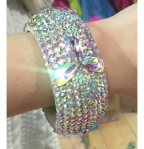 Rhinestones diamond handmade competition performance girls women's latin ballroom salsa dance bangles arm decor 