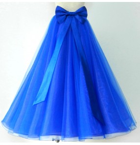 Royal blue red fuchsia hot pink black white women's fashion competition ballroom tango waltz dancing skirts