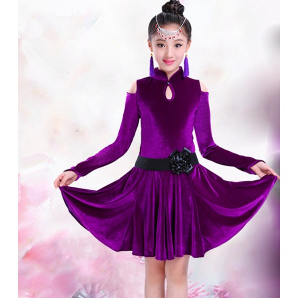 girls long sleeve purple dress