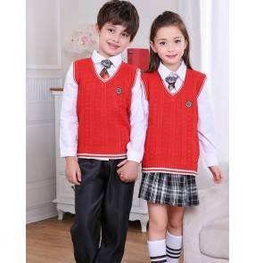 White red navy blue England style girls kids children boys school play stage performance recite chorus dancing dresses outfits uniforms