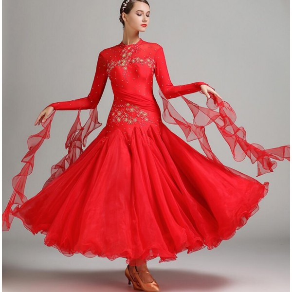 Red royal blue yellow purple Ballroom Dance Competition rhinestones ...