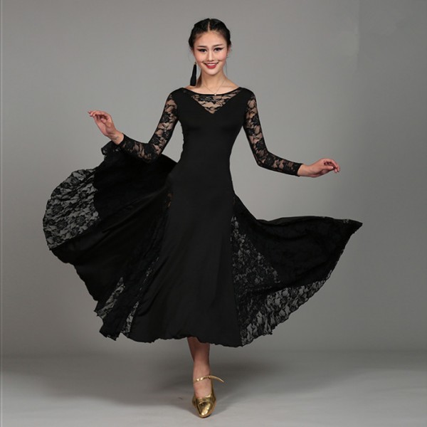 Ballroom Lace Dance Dresses High Quality Long Sleeve Flamenco Costume ...