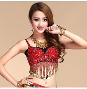 Belly Dance Bra with Coins Bellydance Top Clothing Costume India Dancing Tops Clothes For Dancing