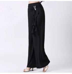  Black Ballroom Dance Wear Modern Dance wide leg Pants Dance Flamenco Vestido De Baile Latino Latin Dance Pants Jazz Waltz Tango