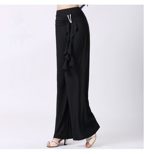 Women : Black Ballroom Dance Wear Modern Dance wide leg Pants Dance  Flamenco Vestido De Baile Latino Latin Dance Pants Jazz Waltz Tango