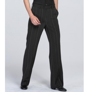 Black gray striped straight competition professional men's male latin ballroom dance pants trousers 