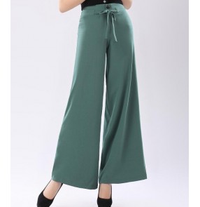 Black green red female ladies wide leg swing ballroom latin performance Pantalones Mujer Women Pants Long Trousers Pants Dance pants