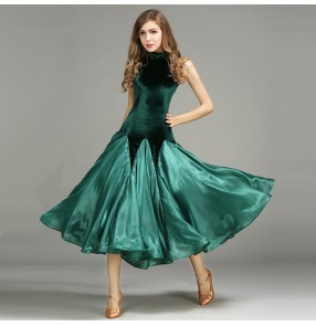 Black red  dark green Ballroom dance costumes sexy senior sleeveless velvet ballroom dance dress for women ballroom dance competition dresses