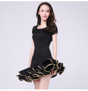 Black red latin dance dress women tango dress salsa rumba modern dance costumes  latin dress dancing clothes Dancewear