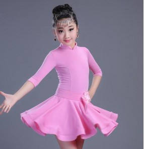 Black red neon green light pink girls girls grade test competition ballroom latin salsa dance dresses outfits costumes