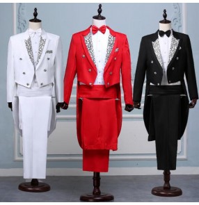 black red white magic wedding prom formal suits groom Tuxedo men's clothing direct service male formal dress costume set singer party 