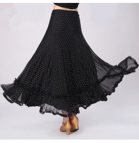 Black sequins competition performance practice long length women's  ballroom dance skirts